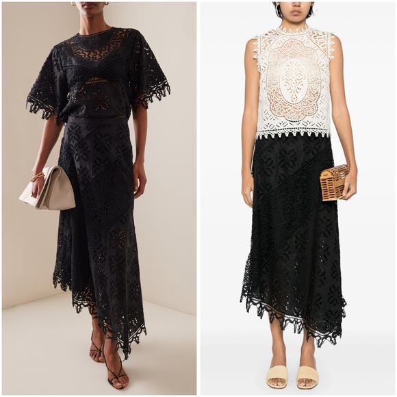Ulla Johnson Dresses & Skirts - Ulla Johnson Solara Embroidered Black Midi Skirt 6 / Medium